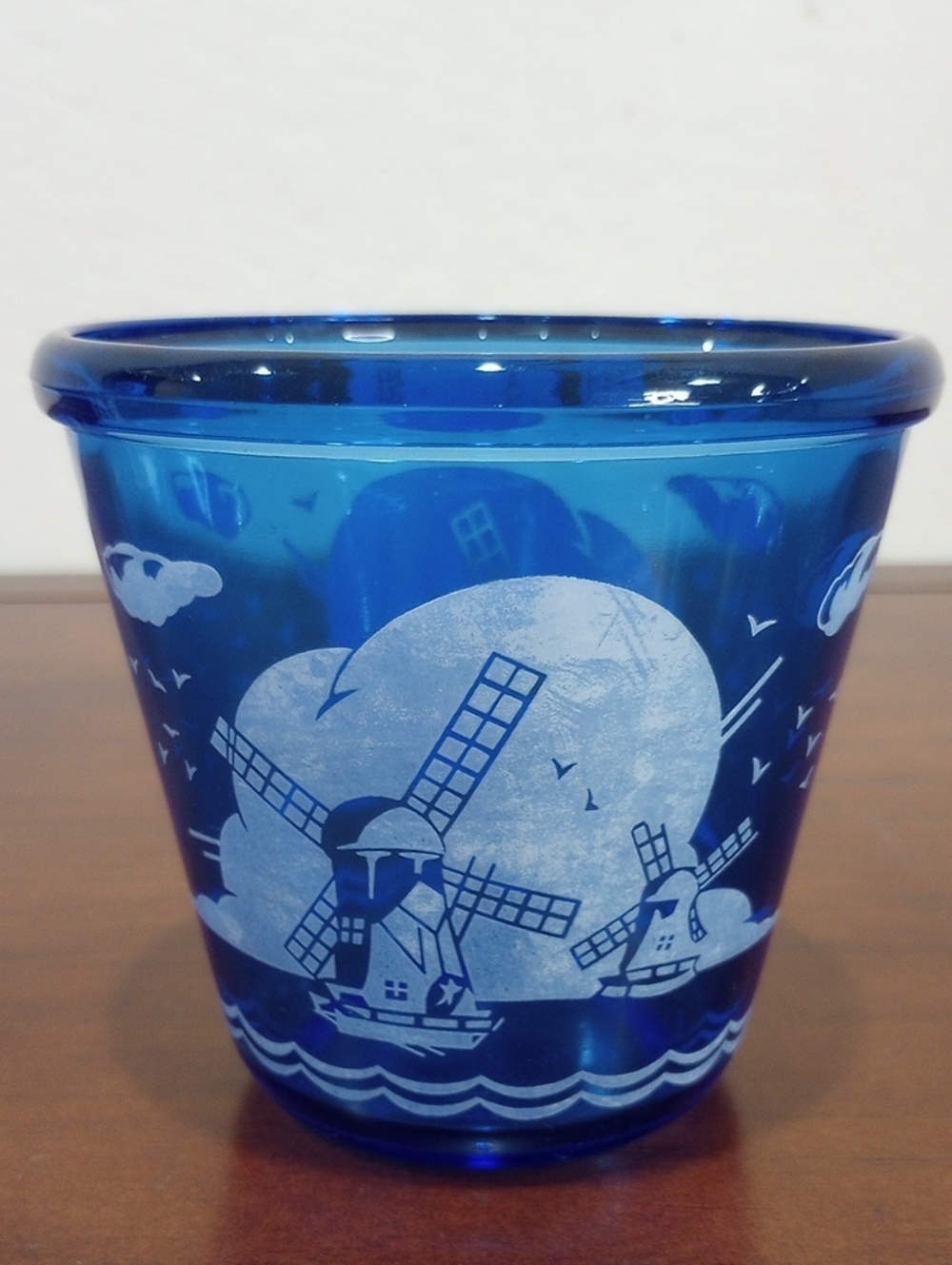 Hazel Atlas Cobalt Blue Twin Windmills Glass Ice Bucket/Bowl - 1940s